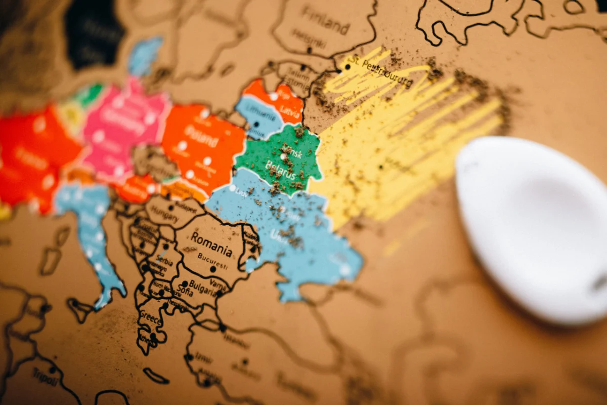 A globe showing European markets